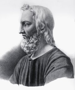 Portræt af Pedanius Dioscorides (cirka 40-cirka 90), græsk læge, botaniker og farmaceut, gravering af Nicolas Toussaint Charlet