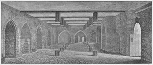 Interiør af krypten kaldet Powder Plot Cellar under Old Palace of Westminster, c1883