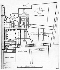 Plan for Benediktinerklosteret i Westminster, c1897