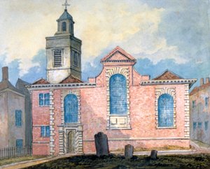 Udvendig udsigt over St. Anne og St. Agnes, City of London, c1810.