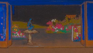 Blomsterhaven (scenografi til Alice i Eventyrland, 1915) af William Penhallow Henderson