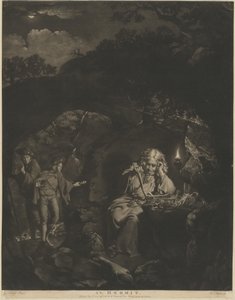 En eremit af William Pether after Joseph Wright