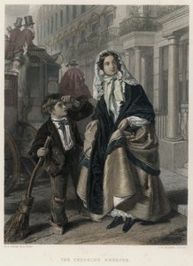 The Crossing Sweeper (farvet gravering)