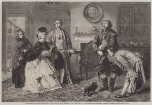 Honeywood præsenterer fogederne for miss Richland som hans venner af William Powell Frith
