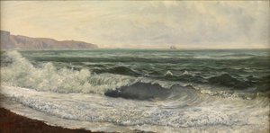 Rough Weather, West Bay, Dorset (olie på panel) af William Pye