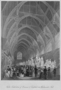 Offentlig udstilling af fresker og skulpturer i Westminster Hall, c1841 af William Radclyffe