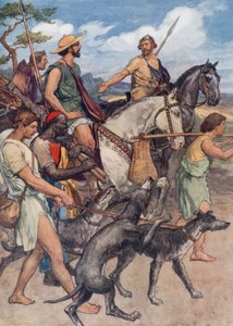 Pelopidas på vej til Theben (farve litho) af William Rainey