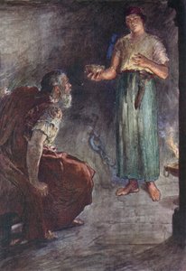 Philopoemen in Prison (farve litho) af William Rainey