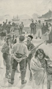 Ankomsten af det årlige skib til Fort York, Hudson Bay af William Rainey
