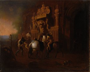 Heste ved en springvand, 185657.
