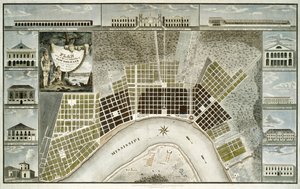 Plan over byen og forstæderne til New Orleans, 1817 af William Rollinson