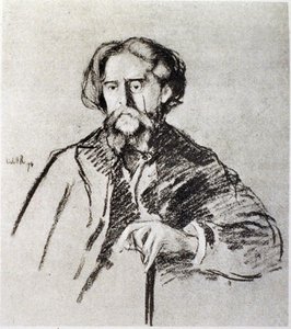 Portræt af Alphonse Daudet (1840-97) af William Rothenstein