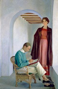Kunstnerens søn og hans kone eller to figurer i et interiør, ca. 1930-35 (olie på lærred)