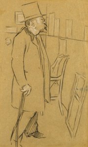 Kenderen - Muligvis et portræt af Mons. Julien, ca. 1890 (kul & hvidt kridt på papir) af William Rothenstein