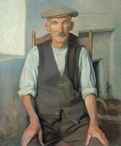 Den gamle gartner (olie på lærred) af William Rothenstein