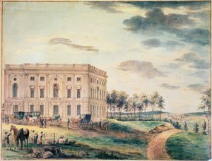 En udsigt over hovedstaden i Washington, før den blev brændt ned af briterne, ca. 1800 (wc på papir)