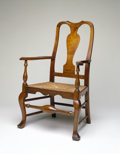 Lænestol, ca. 1745-60 (blød ahorn, atlantisk hvid cedertræ, gul poppel og siv) af William Savery