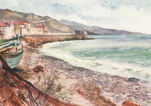 Frankrig og Italien, På kysten, Mentone, kigger mod Bordighera (farvelitografi) af William Scott