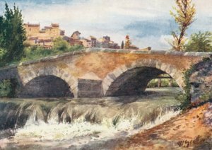 Den gamle bro, Cagnes (farvelitografi)