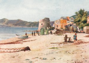 På kysten, Alassio (farvelitografi)