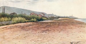 På kysten, Bordighera, tidlig morgen (farvelitografi)