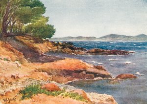 På kysten nær Carqueiranne (farvelitografi)