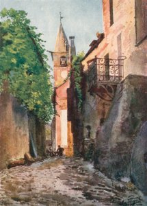 Gade i Villanuova, nær Albenga (farvelitografi)