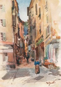 Gade i den gamle bydel, Nice (farvelitografi)