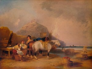 Kystscene, med figurer og heste, c1841