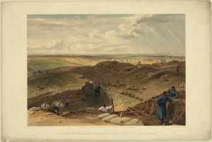 Malakoff-skanse, batterigervais og bagsiden af redan, 1855 af William Crimea Simpson