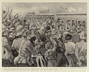 En hjertelig afsendelse fra Cape Town Highlanders, det newzealandske kontingent forlader Cape Town til fronten