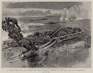 Et alvorligt uheld på rejsen, slæden bryder gennem isen nær Cape Cecil Harmsworth af William Small