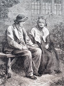 Et ældre ægtepar. Af William Small (1843-1929), en engelsk illustrator. 1880 (gravering) af William Small