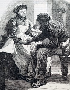 Et ældre ægtepar. Af William Small (1843-1929), en engelsk illustrator. 1880 (gravering) af William Small