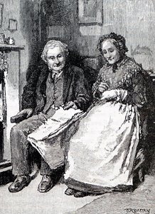 Et ældre ægtepar. Af William Small (1843-1929), en engelsk illustrator. 1880 (gravering) af William Small