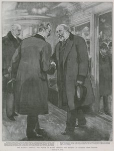 Kaisers ankomst: Prinsen af Wales hilser Hans Majestæt på Charing Cross Station af William Small
