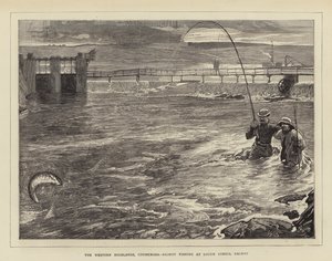 Det vestlige højland, Connemara, laksefiskeri ved Lough Corrib, Galway af William Small
