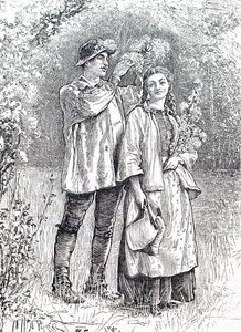 Majdronningens kroning med en krans af tjørn af sin kæreste. Af William Small (1843-1929), en engelsk illustrator af William Small