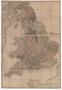 Afgrænsning af lag af England og Wales med en del af Skotland Det første geologiske kort over