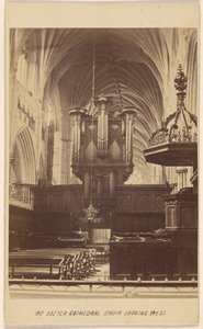 Exeter Cathedral, koret kigger mod vest. af William Spreat