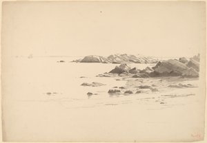 Klippestrand med fjerne både af William Stanley Haseltine