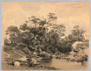 Studie af landskab af William Stanley Haseltine