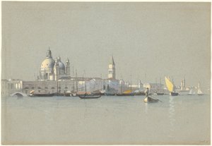 Udsigt over Giudecca-kanalen mod Salut og Campanile of San Marco af William Stanley Haseltine