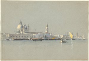 Udsigt over Giudecca-kanalen mod Salute og San Marcos klokketårn af William Stanley Haseltine