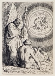 Michael sætter foran Adam en vision fra det tabte paradis af John Milton (1608-1674), en serie på 12 illustrationer ætset af William Strang (1859-1921) af William Strang