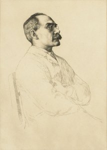 Portræt af Rudyard Kipling 1865-1936. af William Strang