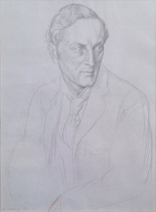 Portræt af Sir Henry John Newbolt (1862-1938) digter, 1898 (sølvspids på papir) af William Strang