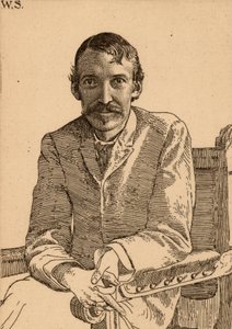 "Robert Louis Balfour Stevenson (1850-1894) skotsk forfatter af William Strang
