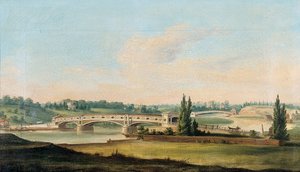 Udsigt over en bro over Schuylkill-floden af William Strickland