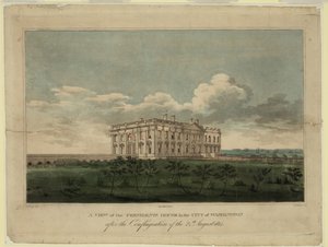 Udsigt over det hvide hus i byen Washington efter branden den 24. august 1814, 1 af William Strickland